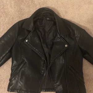 Topshop Faux Leather Jacket with Removable Hood